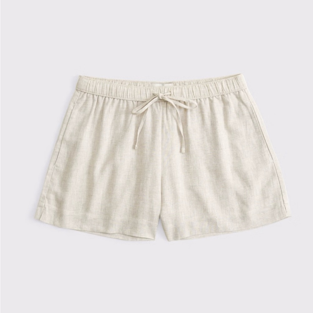 Abercrombie & Fitch Mid Rise Linen Blend Shorts